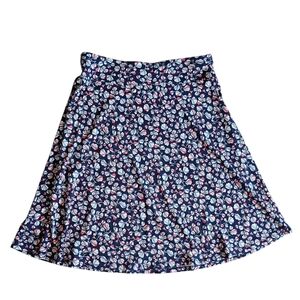 Talbots Navy Multi Colored A Line Women's Skirt SZ M